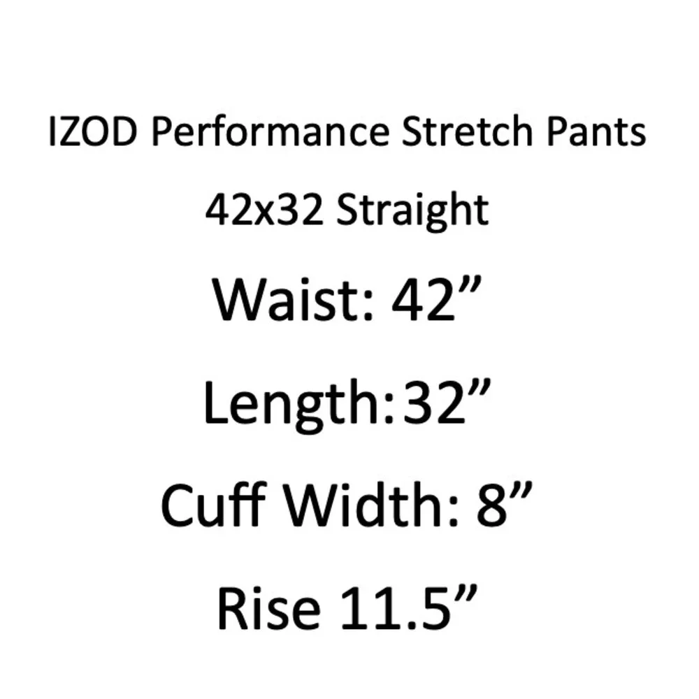IZOD Performance Stretch Pants Mens 42x32 Grey Straight Smoked Pearl - Picture 11 of 15